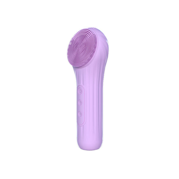 Silicone Facial Cleansing Brush - 6-Speed Vibration - (Purple)