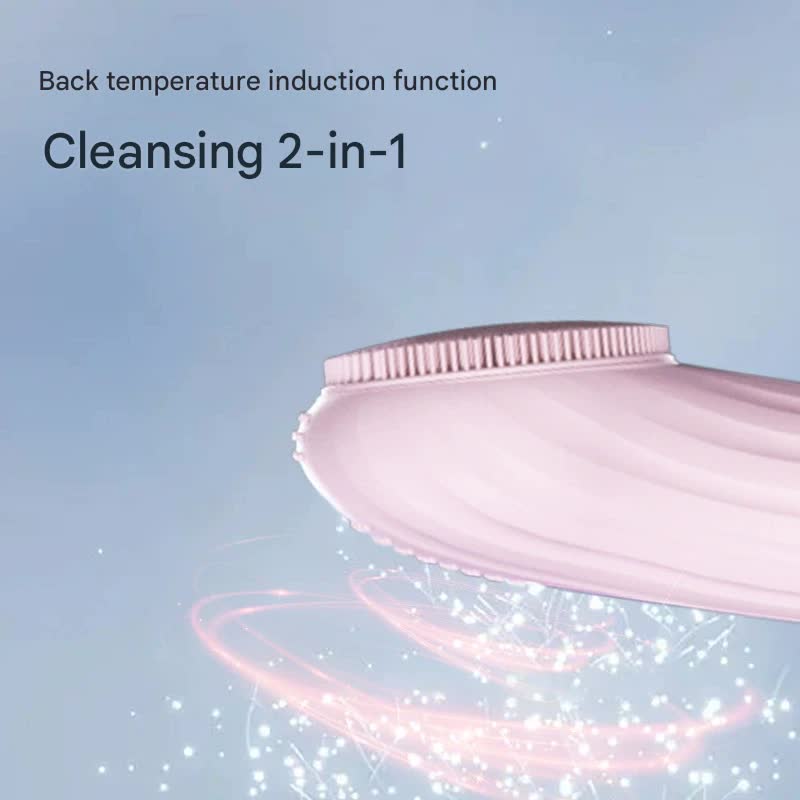Silicone Facial Cleansing Brush - 6-Speed Vibration, Food-Grade Antibacterial Material with Warming Function(Black)