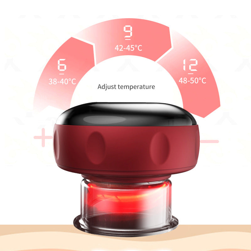 Smart Electric Cupping Therapy Massager - Adjustable Suction & Heat, Red Light Therapy, USB-C Rechargeable(Red)