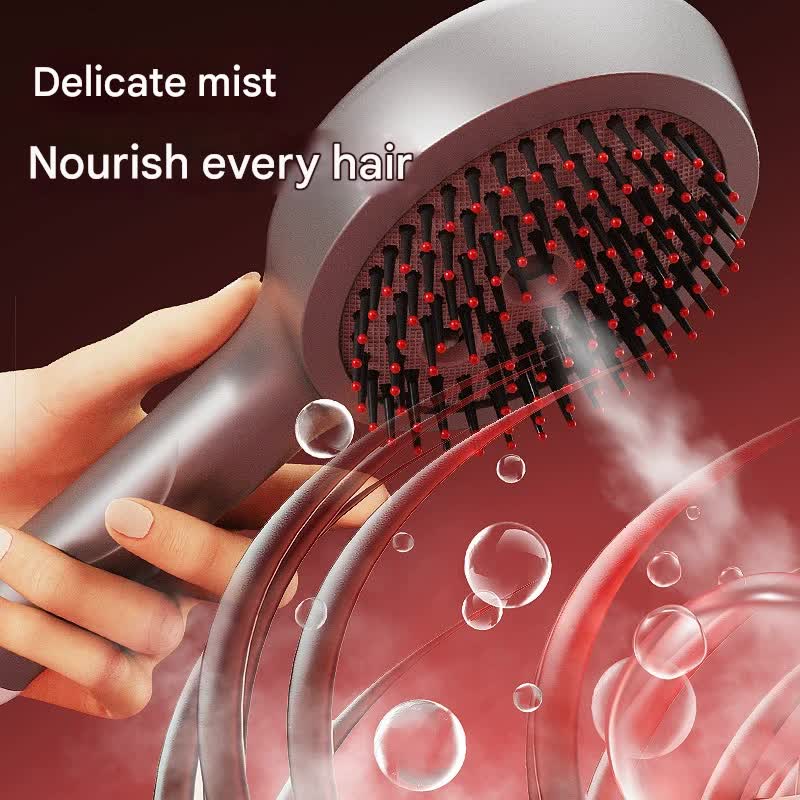 4-in-1 SPA Scalp Care Massage Comb - Red Light Therapy, Nano Steam & Vibration, USB-C Rechargeable(Black)