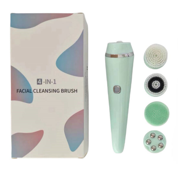 4-in-1 Electric Facial Cleansing Brush & Massager (Light green)