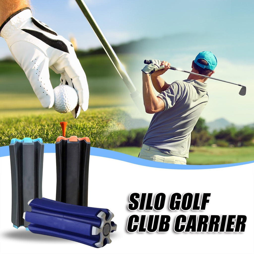 Portable Golf Club Carrier "SILO" - Holds 3 Clubs, Lightweight & Easy to (Blue and white)