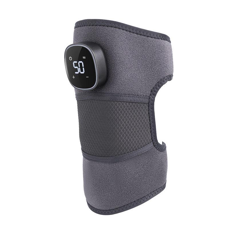 Grey Wireless Heated Knee Massager Brace - Rechargeable Vibration & Heat Therapy for Joint Pain Relief & Arthritis Support
