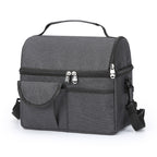 2 Pcs Black Premium Double Layer Insulated Lunch Bag - 8.4L Thermal Cooler Tote with Shoulder Strap