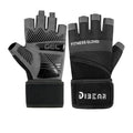 Size XL Black Heavy Duty Workout Gloves with Wrist Support - Anti-Slip Gel Padded Gym Gloves for Weightlifting, Training & Fitness