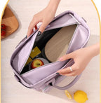Black Chic Insulated Lunch Tote Bag - 11L Large Capacity Cooler for Work, Picnic & Travel - Durable Oxford Fabric