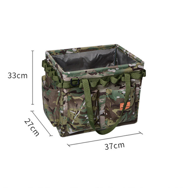 Green Camouflage Foldable Oxford Cloth Camping Storage Organizer with Pockets