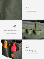 Green Camouflage Heavy Duty Foldable Outdoor Camping Storage Box - Oxford Cloth Collapsible Gear Organizer Tote with Pockets