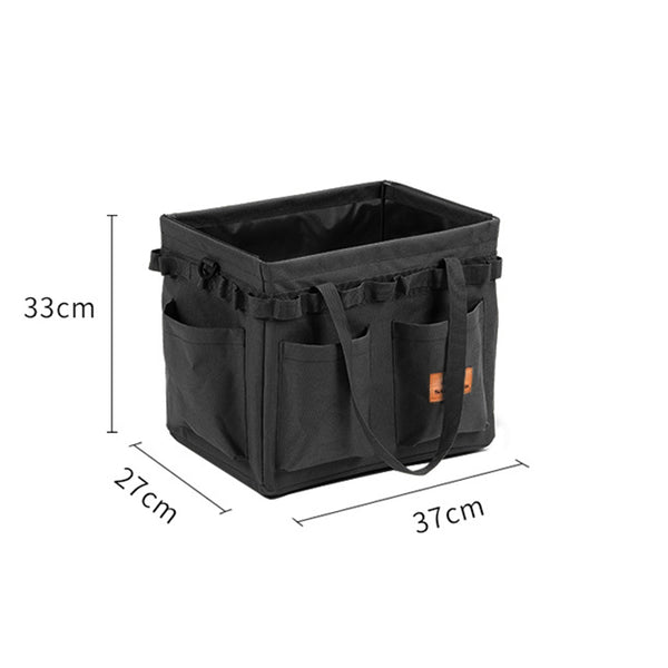 Black Foldable Camping Storage Box with Pockets for Outdoor Gear
