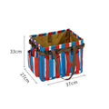 Red,Blue and White Stripes Heavy Duty Foldable Outdoor Camping Storage Box - Oxford Cloth Collapsible Gear Organizer Tote with Pockets