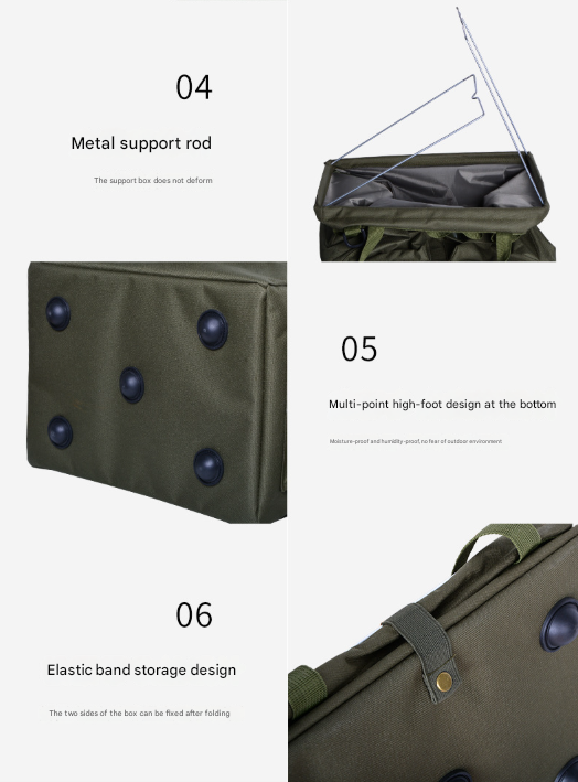 Red,Blue and White Stripes Heavy Duty Foldable Outdoor Camping Storage Box - Oxford Cloth Collapsible Gear Organizer Tote with Pockets