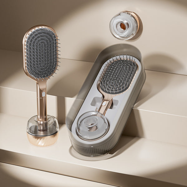 Gold Premium Self-Cleaning Hair Brush Set with Stand