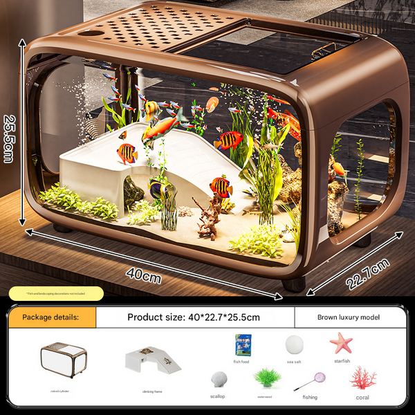 Brown  Modern Desktop Aquarium & Turtle Tank