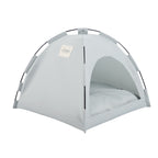 Grey Premium Portable Pet Tent Bed with Cooling Mat - Breathable Foldable Outdoor Indoor Cat Dog House Shelter for Summer(Size: S)