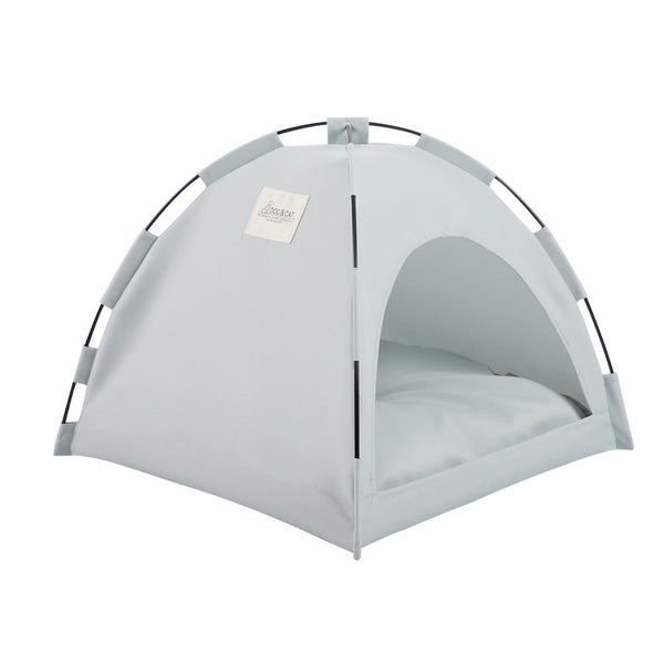 Grey Breathable Pet Tent Bed with Cooling Mat for Summer