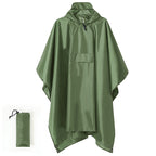 Green 3-in-1 Multifunctional Outdoor Rain Poncho - Ground Mat & Shelter - Lightweight & Waterproof for Hiking & Camping