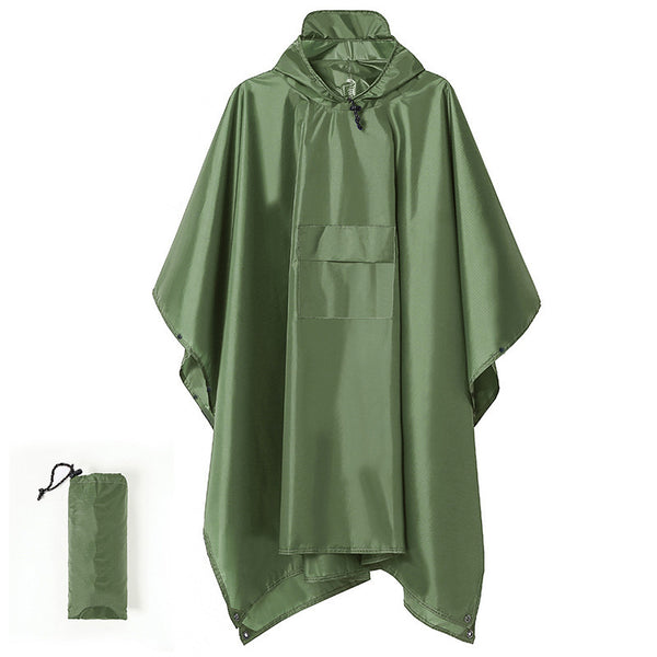 Green 3-in-1 Waterproof Rain Poncho with Ground Mat Shelter