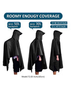 Grey 3-in-1 Multifunctional Outdoor Rain Poncho - Ground Mat & Shelter - Lightweight & Waterproof for Hiking & Camping