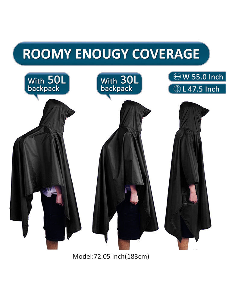 Orange 3-in-1 Multifunctional Outdoor Rain Poncho - Ground Mat & Shelter - Lightweight & Waterproof for Hiking & Camping