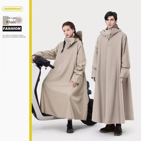 Khaki Full Body Waterproof Rain Poncho for Motorcycle Riding