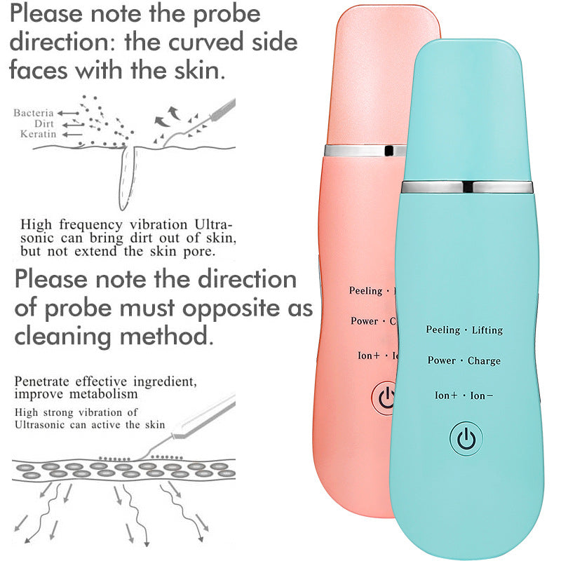 Ultrasonic Skin Scrubber - Deep Cleansing, Peeling, Lifting & Ion Infusion Facial Spatula(purple)