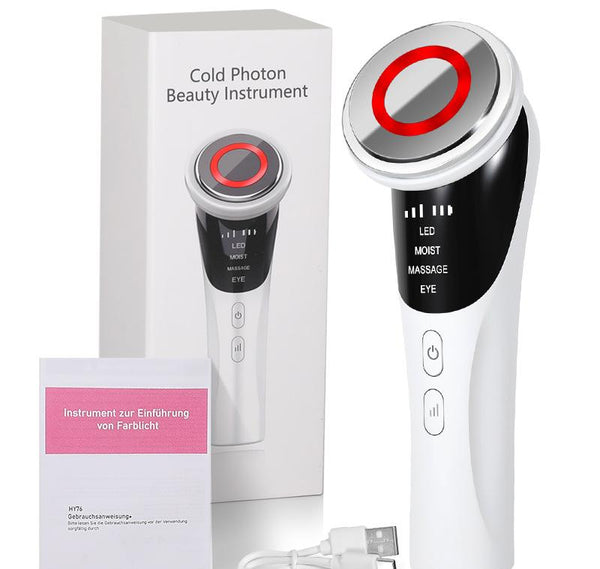White Multifunctional Facial Beauty Wand with LED Photon Therapy (White)