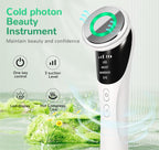 White Multifunctional Facial Beauty Wand with LED Photon Therapy, Hot Compress & Sonic Vibration(White)