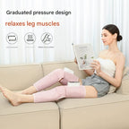 Rechargeable Air Compression Leg Massager with Heat Therapy for Knee & Calf Relief(pink-Single)