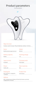 Electric Gua Sha Facial Massager with Heat, Vibration & LED Light Therapy - 4-in-1 Scraping Tool for Face Lifting, Skin Tightening & Anti-Wrinkle(White)