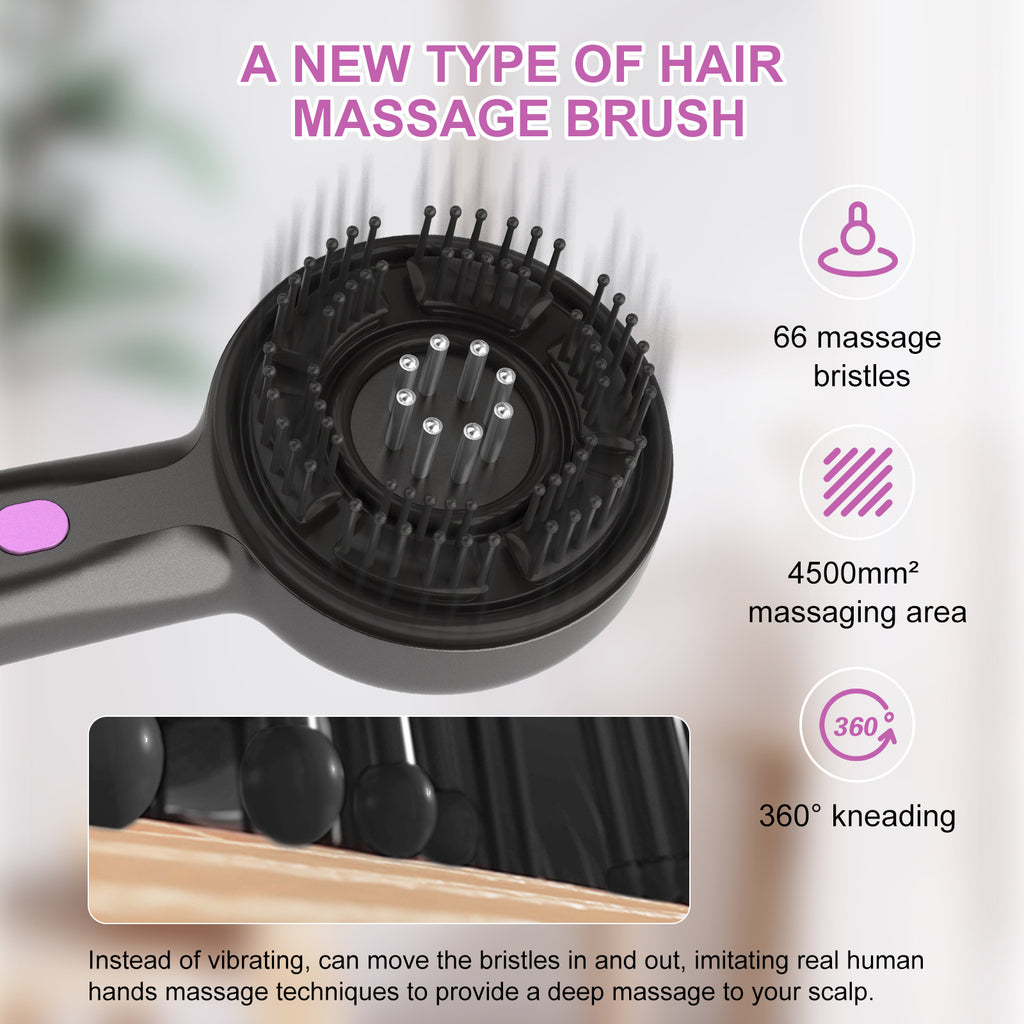 Electric Scalp Massager & Essential Oil Applicator Brush - 360 Kneading, 3 Modes, USB-C Rechargeable(grey)