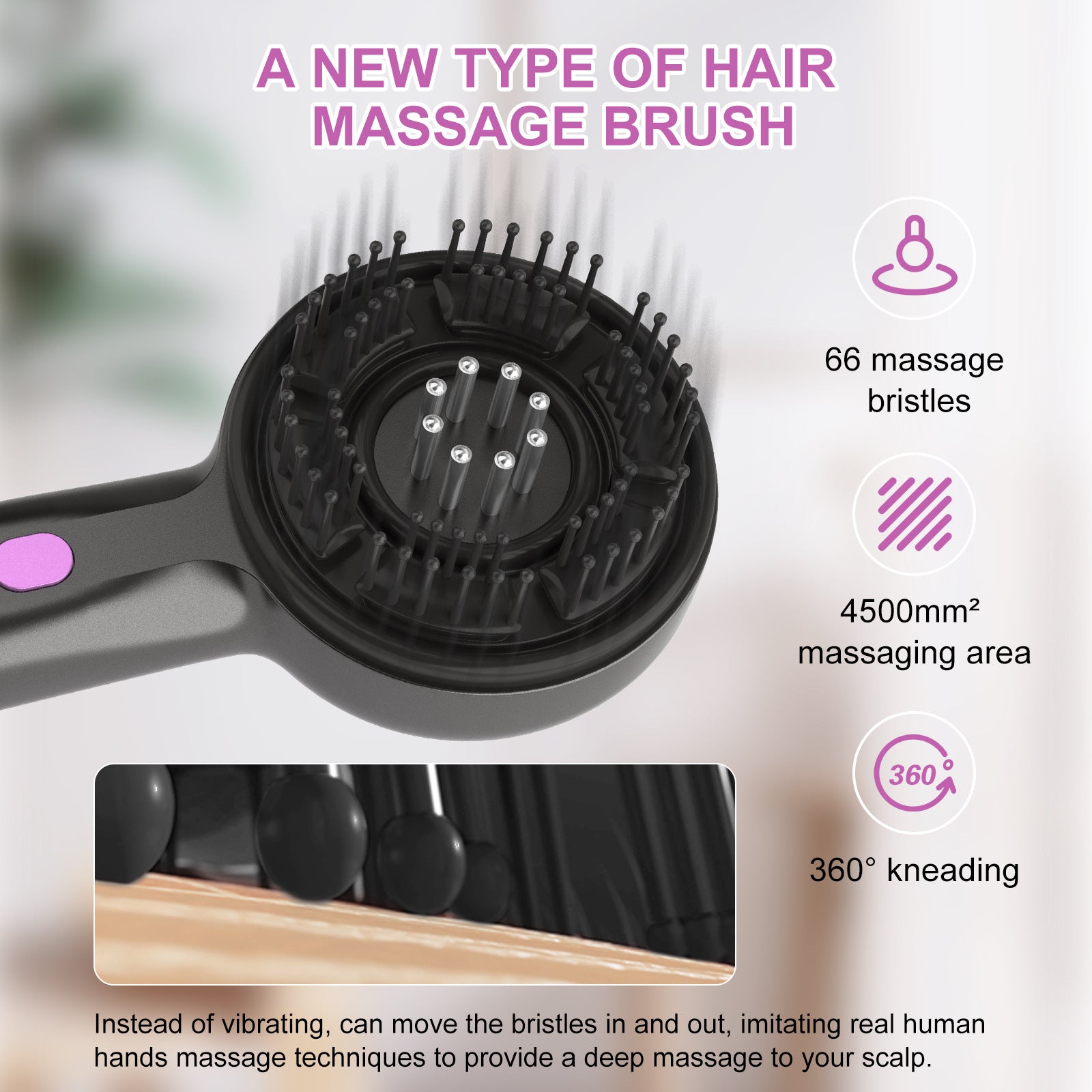 Electric Scalp Massager & Essential Oil Applicator Brush - 360 Kneading, 3 Modes, USB-C Rechargeable(red)