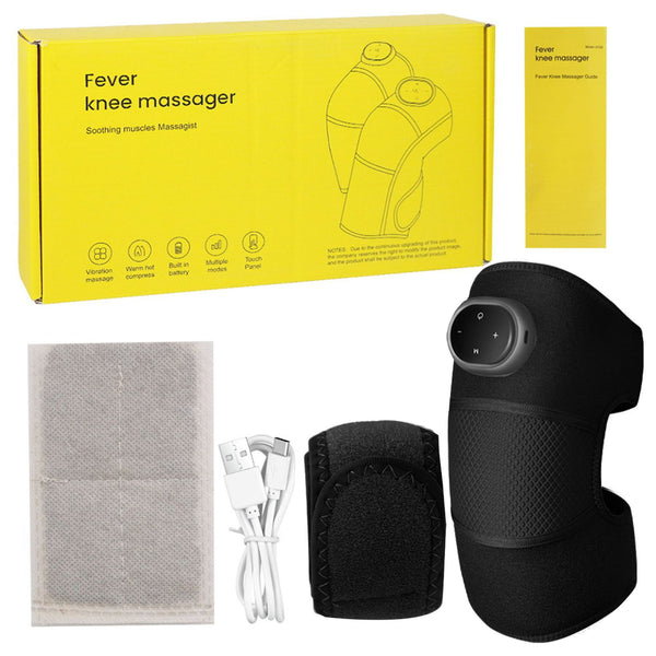 Rechargeable Heated Knee Massager Brace (Black)