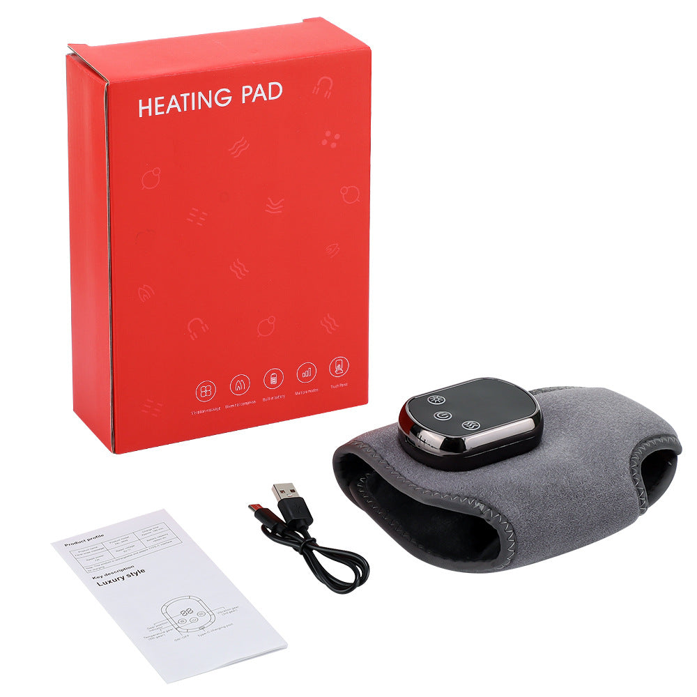 Rechargeable Electric Heating Ankle Brace with Vibration Massage - 5 Heat Levels & 3 Massage Modes(Grey)