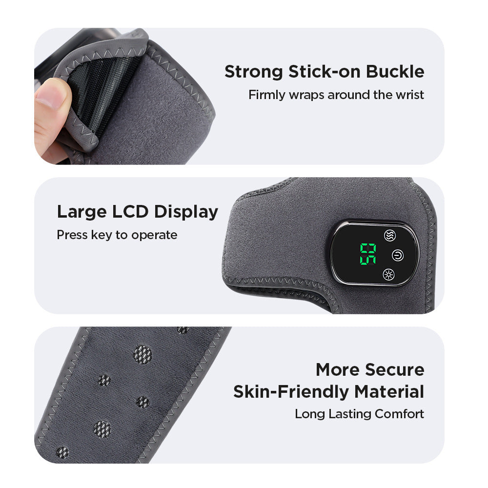 Rechargeable Electric Heating Ankle Brace with Vibration Massage - 5 Heat Levels & 3 Massage Modes(Grey)