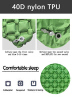 2pc Ultralight Inflatable Camping Sleeping Mat with Integrated Pillow - Waterproof 40D Nylon TPU(Royal Blue)
