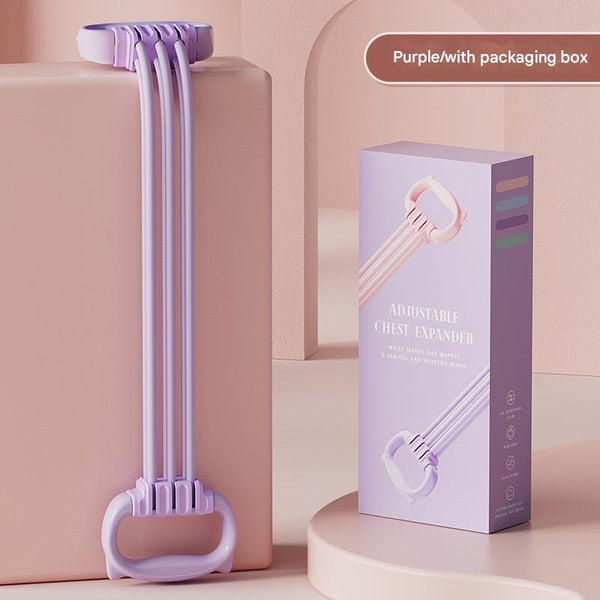 Purple Adjustable Resistance Chest Expander with 6 Levels - Cute Cat Ear Puller for Full Body Workout