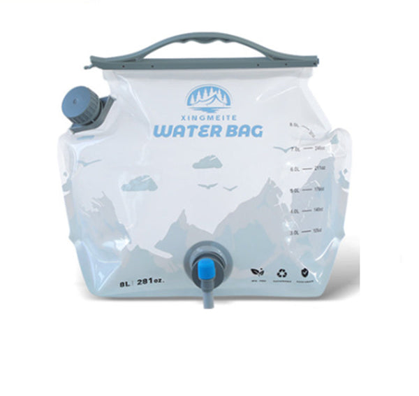 Grey Foldable Water Bag with Spigot for Camping Outdoors