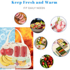 Beige Strawberry Pattern Corduroy Lunch Bag - Insulated Thermal Cooler Tote for School Work and Picnics