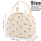 Black and White Checkered Pattern Corduroy Lunch Bag - Insulated Thermal Cooler Tote for School Work and Picnics