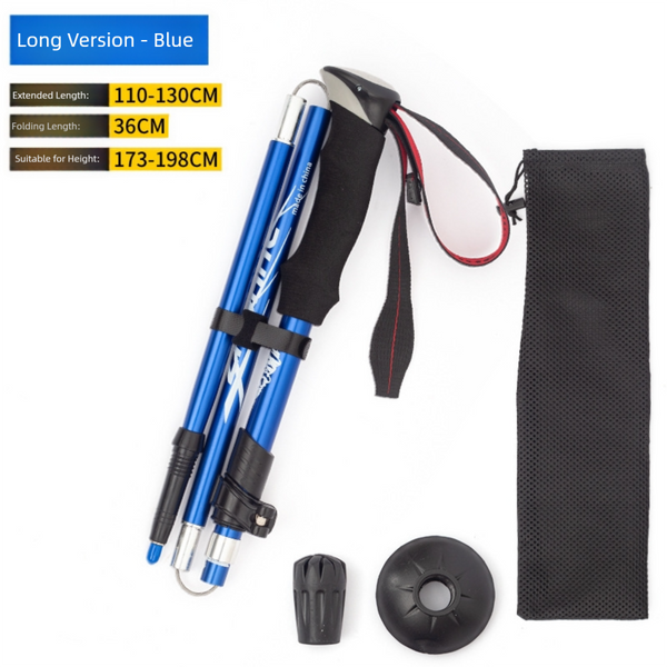 Blue Foldable Aluminium Trekking Pole with EVA Grip for Hiking