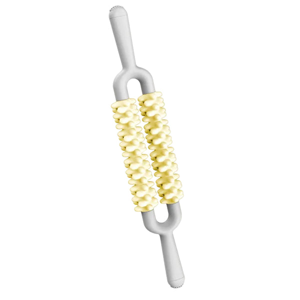 Yellow and Grey Dual Row Spiky Muscle Roller Stick