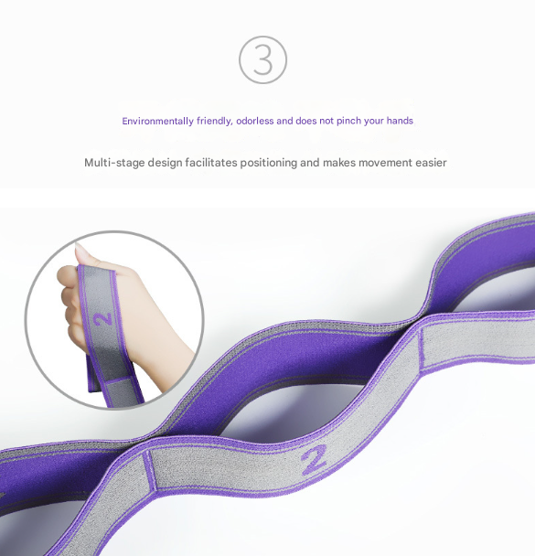 Pink 9-Loop Yoga Stretch Strap - Numbered Band for Flexibility and Physical Therapy
