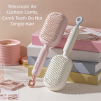 Pink Innovative Self-Cleaning Cushion Hairbrush - Retractable Bristle Detangling & Scalp Massager