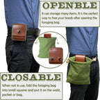 Black Collapsible Canvas Foraging Pouch - Hands-Free Belt Bag for Hiking & Camping Activities