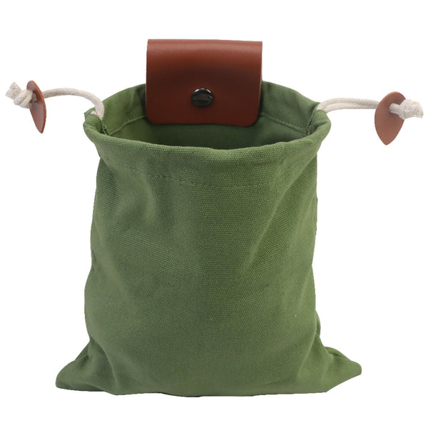 Green Canvas Foraging Pouch Belt Bag for Hiking and Camping
