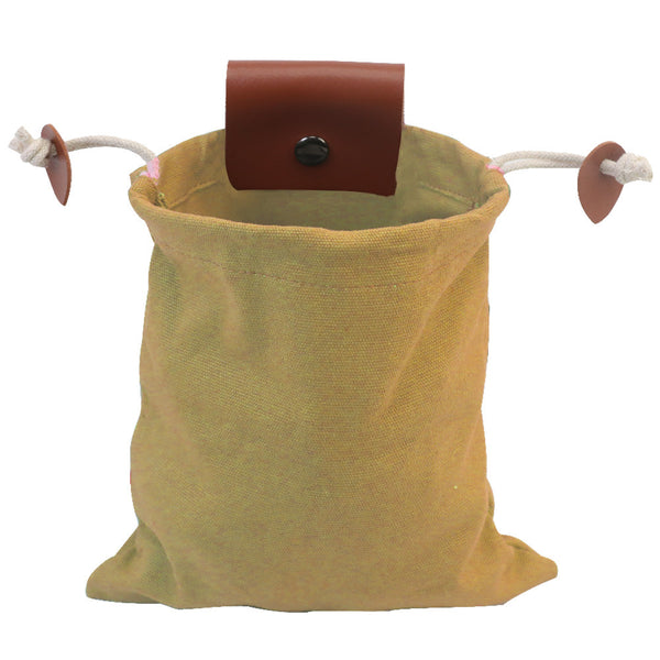 Khaki Canvas Foraging Pouch Belt Bag for Hiking and Camping