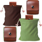 Khaki Collapsible Canvas Foraging Pouch - Hands-Free Belt Bag for Hiking & Camping Activities