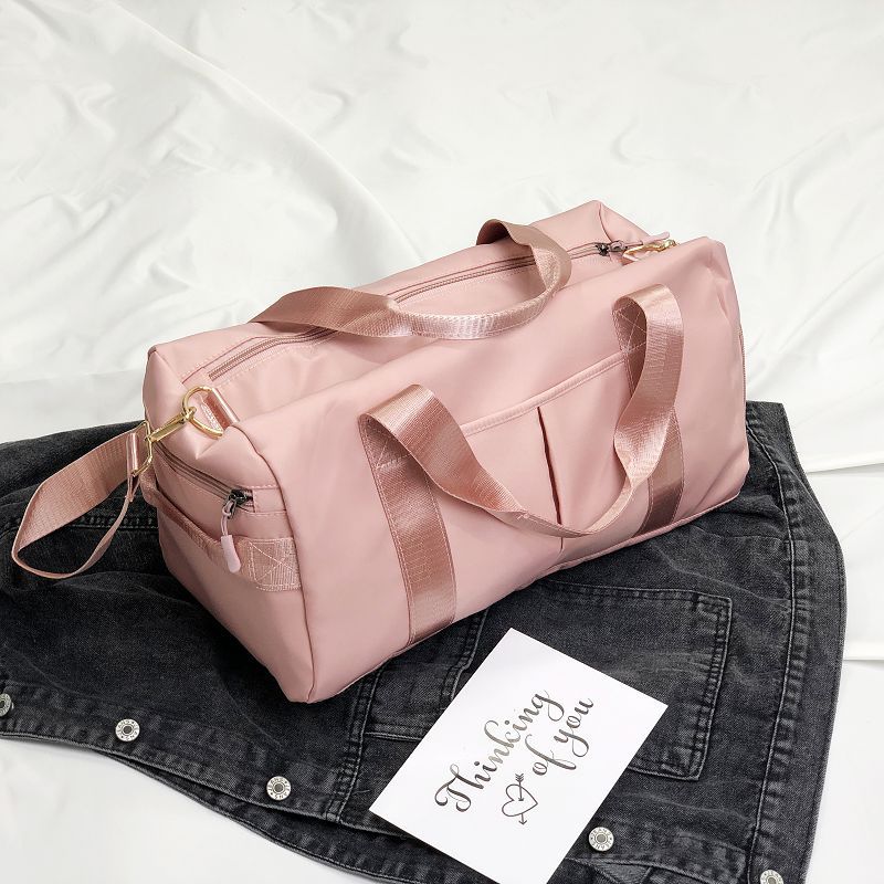 Pink Large Capacity Travel Duffel Bag – Wet & Dry Separation, Shoe Compartment, and Luggage Sleeve for Gym, Yoga, and Short Trips