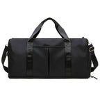 Black Large Capacity Travel Duffel Bag – Wet & Dry Separation, Shoe Compartment, and Luggage Sleeve for Gym, Yoga, and Short Trips