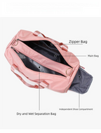 Black Large Capacity Travel Duffel Bag – Wet & Dry Separation, Shoe Compartment, and Luggage Sleeve for Gym, Yoga, and Short Trips